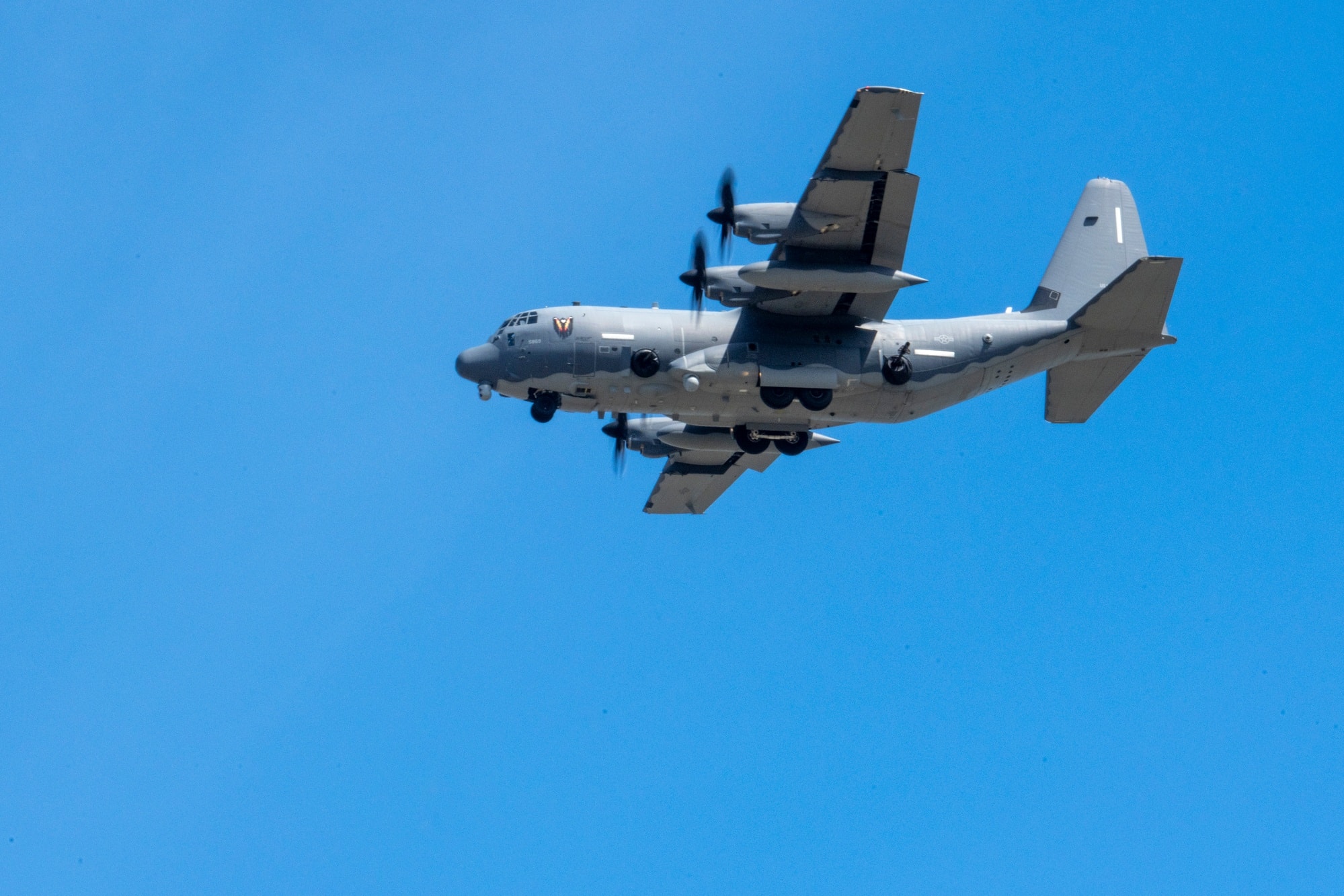 An AC-130J Ghostrider flying above Hurlburt Field